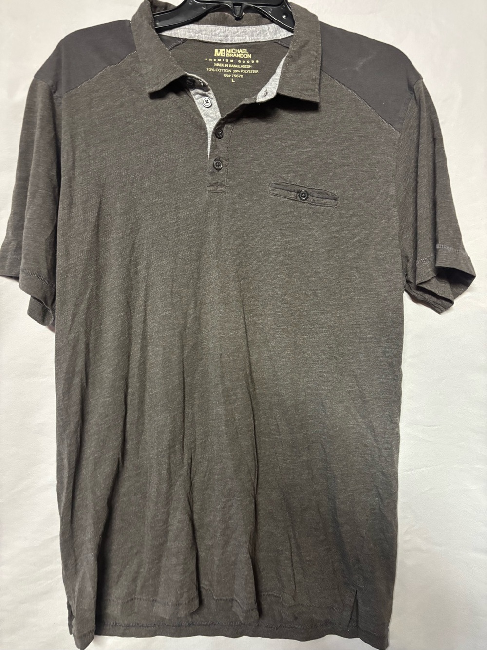 Michael Brandon Short Sleeve Polo in Olive with Dark Shoulder Panels